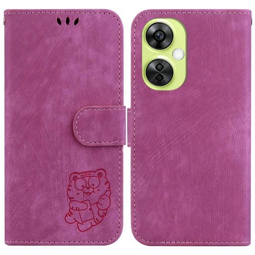 Funda para OnePlus Nord Ce 3 Lite / N30 de Cuero con Relieve Little Tiger (Rojo Rosa)
