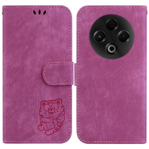 Funda de piel con relieve de tigre para Tecno Spark 30 4G (rosa)