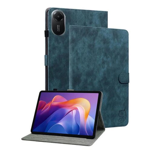 Funda de cuero con tapa y estampado de tigre para Redmi Pad 2 / Redmi Pad SE 11 2025 (azul oscuro)