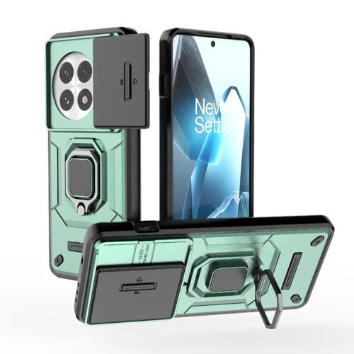 Funda para OnePlus 13 5G a Prueba de Golpes con Soporte y Carcasa Deslizante de TPU + PC (Verde)