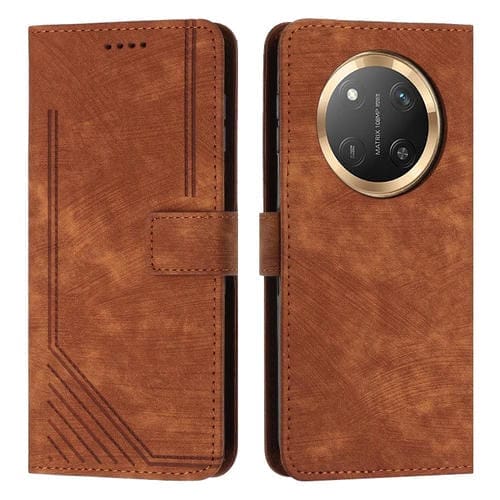 Funda de Cuero Honor X9C/X60 Pro con Diseño de Rayas y Tacto Sedoso (Marrón)
