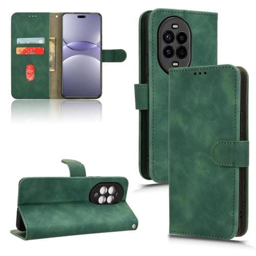 Funda de Cuero para Huawei Nova 13 Pro con Tapa Magnética y Tacto Sedoso (Verde)