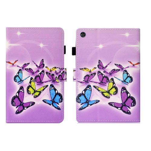 Funda para Tablet Samsung Galaxy Tab A9 de PU con Dibujo Coloreado y Función Suspensión Activación (Mariposas)