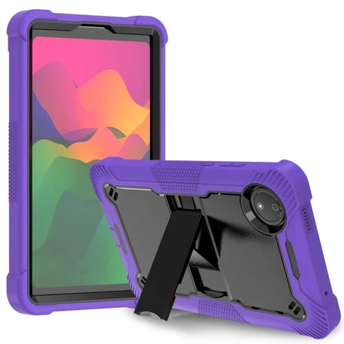 Funda Híbrida de Silicona a Prueba de Golpes para Xiaomi Redmi Pad Se 8.7 con Soporte (Negro y Morado)