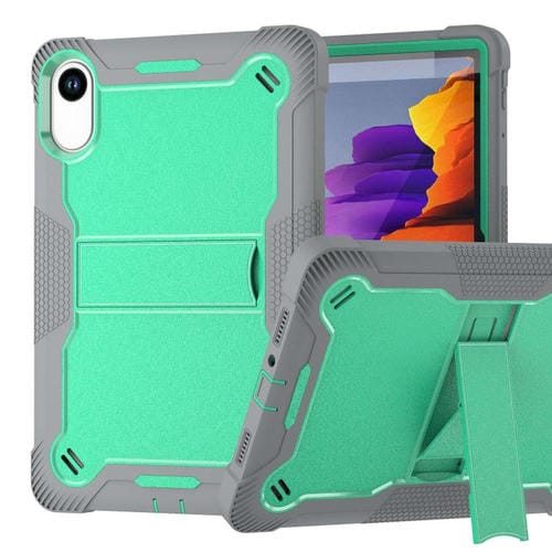 Funda híbrida de silicona a prueba de golpes para Xiaomi Redmi Pad 2 con soporte (verde menta y gris)