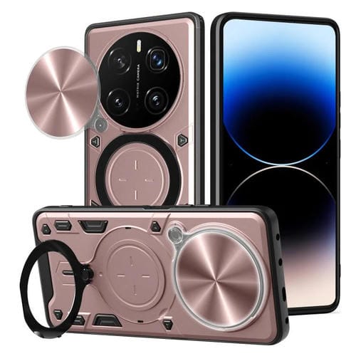 Funda para Teléfono Honor Magic7 Pro con Soporte Magnético Deslizante y Textura de Cd (Rosa)