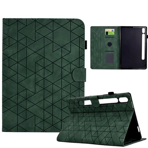 Funda de cuero inteligente con diseño de rombos de TPU para Samsung Galaxy Tab S10 FE+ (verde)