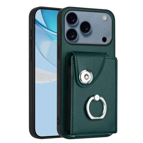 Funda para iPhone 17 Pro con tarjetero y anillo (verde)