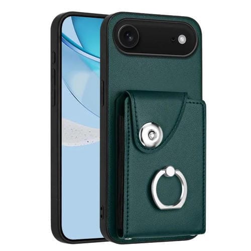 Funda para iPhone 17 con anillo y tarjetero Air Organ Card Bag (verde)