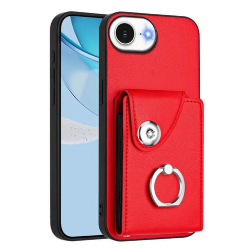 Funda para iPhone 16e con tarjetero y anillo (roja)