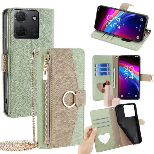 Funda de Cuero Textura de Lichi para TCL 503 4G (Verde)