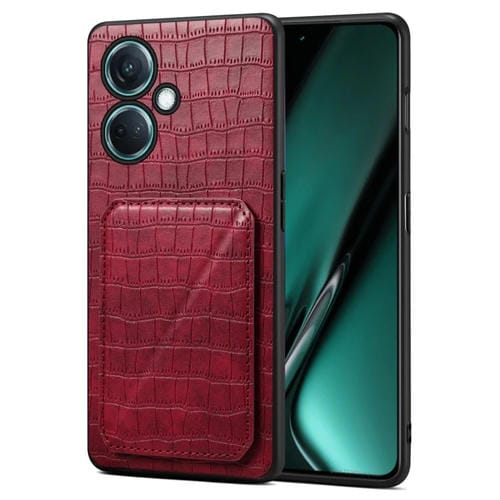 Funda Trasera Denior para Oppo K11 y Oneplus Nord Ce3 5G de Piel Cocodrilo con Soporte (Rojo Rosa)
