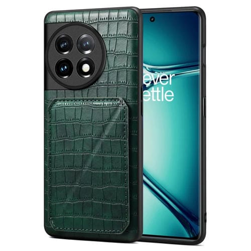 Funda Trasera OnePlus Ace 2 Pro 5G Denior Piel de Cocodrilo Imitación con Soporte (Verde)