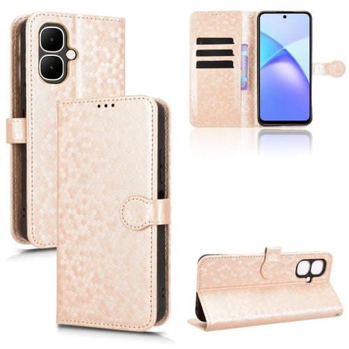 Funda de cuero con textura de panal de abeja para Tecno Pop 10 / Infinix Smart 10 4G (dorada)