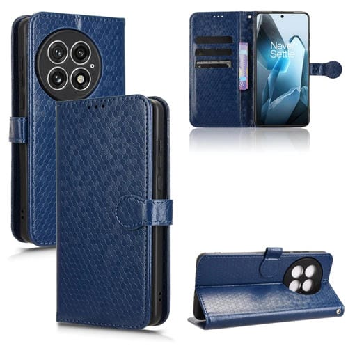 Funda de Cuero con Textura de Puntos Panal para OnePlus 13 5G (Azul)