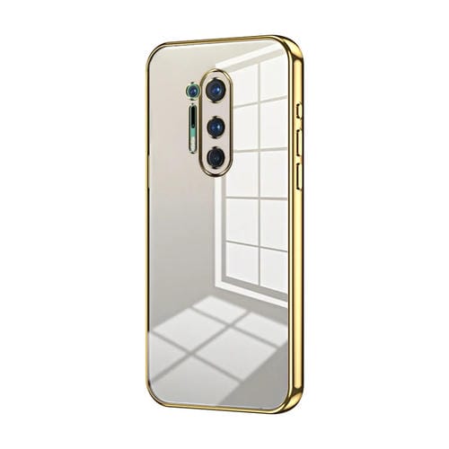 Funda para OnePlus 8 Pro con Orificio Fino y Revestimiento Transparente (Dorado)