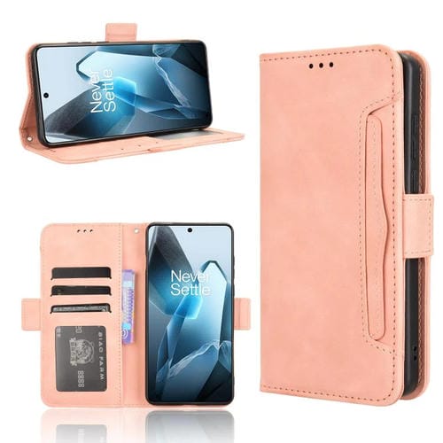 Funda de Piel Textura Becerro con Ranuras para Tarjetas para OnePlus 13 5G (Rosa)