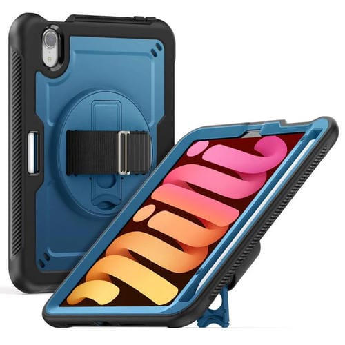 Funda para Tableta Apple iPad Mini 2024 Mini 6 Soporte Giratorio Agarre Panal (Azul Marino)