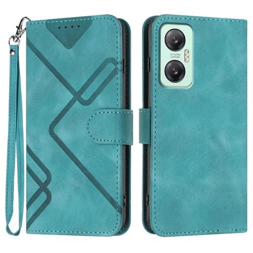 Funda de Cuero para Infinix Hot 20 5G Diseño de Líneas Tacto Suave (Azul Claro)