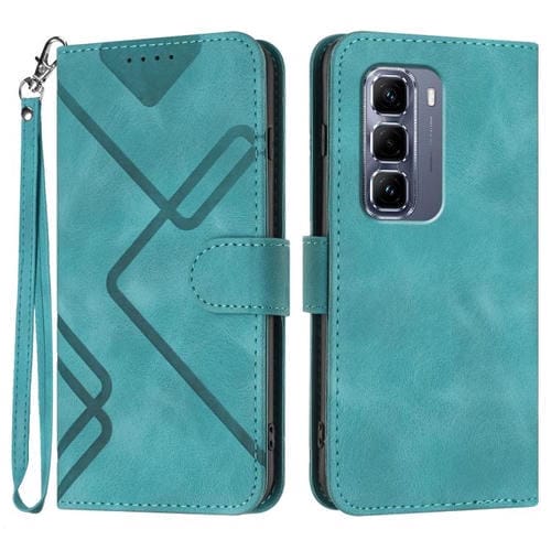 Funda de Cuero para Teléfono Infinix Hot 50 Pro 4G con Diseño de Líneas y Tacto Suave (Azul Claro)