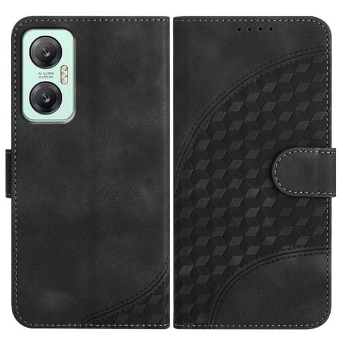 Funda de Cuero con Relieve de Cabeza de Elefante para Infinix Hot 20 5G con Cordón (Negro)