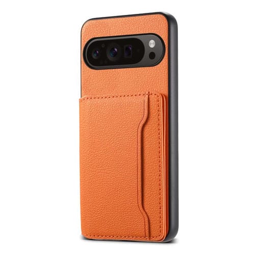 Funda para Google Pixel 10 Pro/10 con textura de becerro y diseño de bolso de tarjeta de cobertura total (naranja)