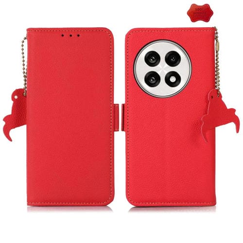 Funda de Teléfono Cuero Genuino Tj con Imán Lateral Rfid para OnePlus Ace 5 Pro / Ace 5 / 13R (Rojo)