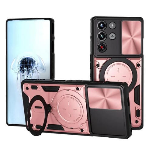 Funda magnética deslizante con textura de CD para ZTE Nubia RedMagic 10 Pro (rosa)
