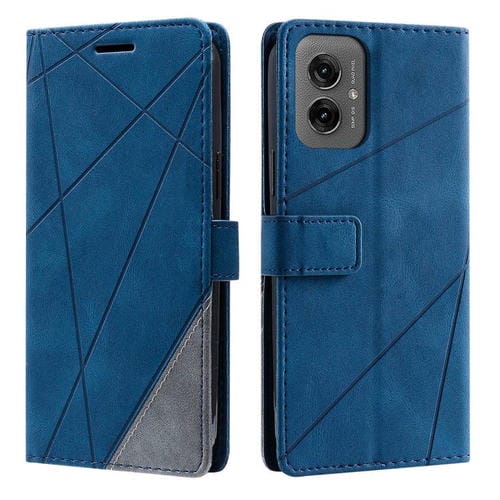 Funda de Cuero con Textura de Piel Sintética para Motorola Moto G55 (Azul)