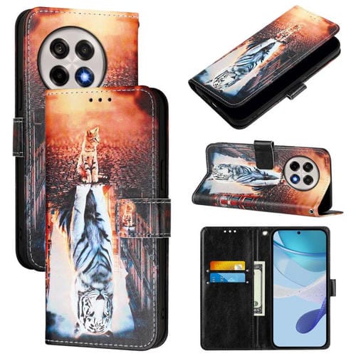 Funda de Teléfono Cuero OnePlus 13R Ace 5 5 Pro Patrón Gatos y Tigres