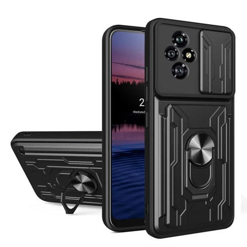Funda para Teléfono Honor 200 con Ranura para Tarjetas y Protección Deslizante Camshield (Negra)