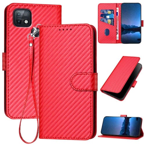 Funda de Cuero con Hebilla de Fibra de Carbono y Cordón para Infinix Hot 10I Yx0070 (Rojo)
