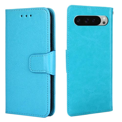 Funda de Cuero con Textura de Cristal para Teléfono Google Pixel 9 Pro XL (Azul Real)