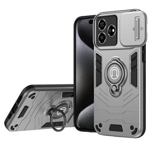 Funda para Teléfono Camshield con Soporte de Anillo para ZTE Axon 60 (Gris)