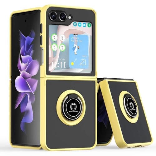 Funda de TPU + PC con anillo para Samsung Galaxy Z Flip5 Q Shadow 1 Series (amarilla)