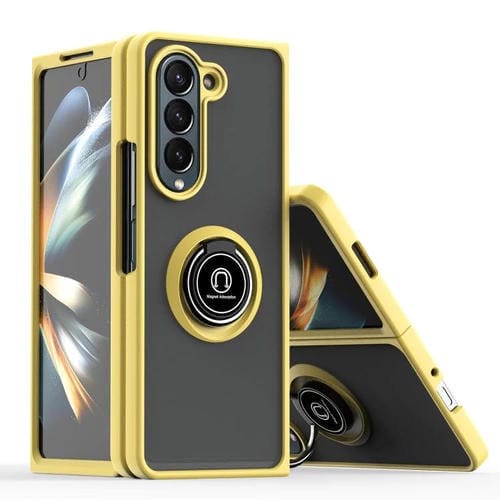 Funda de TPU + PC con anillo para Samsung Galaxy Z Fold5 Q Shadow 1 Series (amarilla)