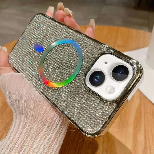Funda para Teléfono iPhone 15 Magsafe Chapada en Diamantes (Plata) - MOVILSTORE