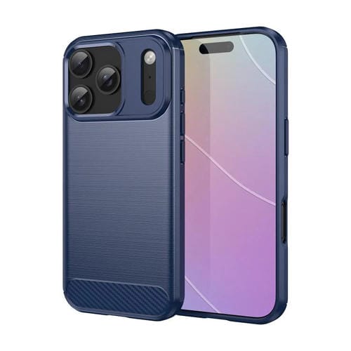 Funda de TPU de fibra de carbono con textura cepillada para iPhone 17 Pro (azul)