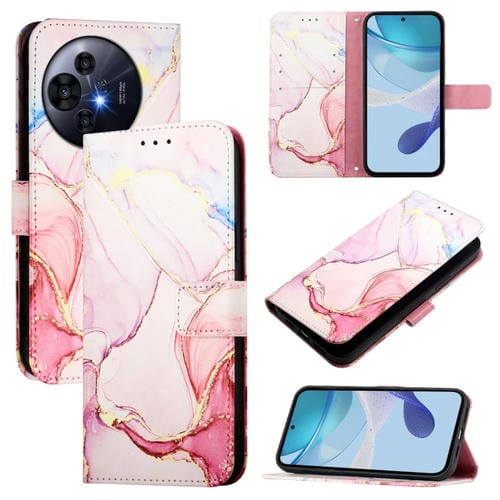 Funda de Cuero con Tapa para TCL 50 Pro Nxtpaper Pt003 Diseño Mármol (Oro Rosa)