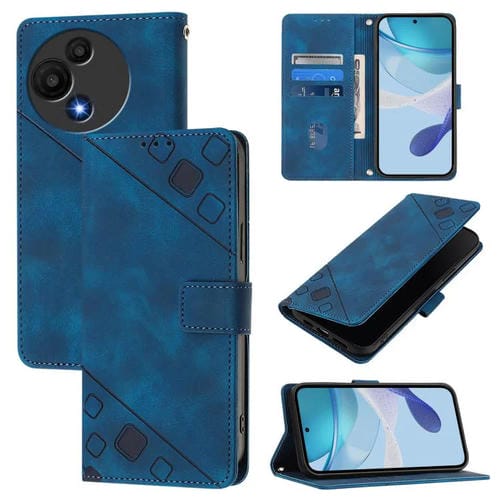 Funda de piel con relieve NxtPaper/605 para TCL 60 SE (azul)