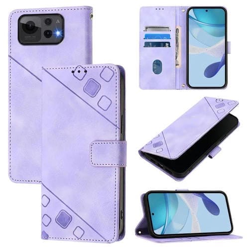 Funda de Piel con Relieve para Asus Zenfone 12 Ultra (Morado Claro)