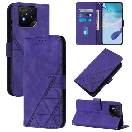 Funda de Cuero con Tapa y Relieve 3D para Asus Rog Phone 9/9 Pro (Morada)