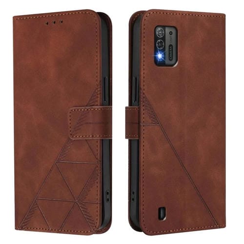 Funda de cuero con tapa y relieve 3D para ZTE Blade A52 Lite (marrón)