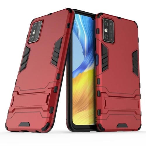 Para Huawei Honor X10 Max PC + TPU Funda protectora a prueba de golpes con soporte invisible (rojo)