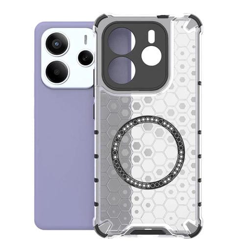 Funda para Teléfono a Prueba de Golpes con Anillo Magnético de Panal para Redmi Note 14 5G (Blanca)