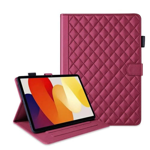 Funda de cuero con diseño de rombos y celosía para Xiaomi Redmi Pad de 8,8 pulgadas (2025) (roja)