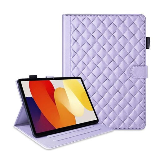 Funda de cuero con diseño de rombos y celosía para Xiaomi Redmi Pad de 8,8 pulgadas (morado)