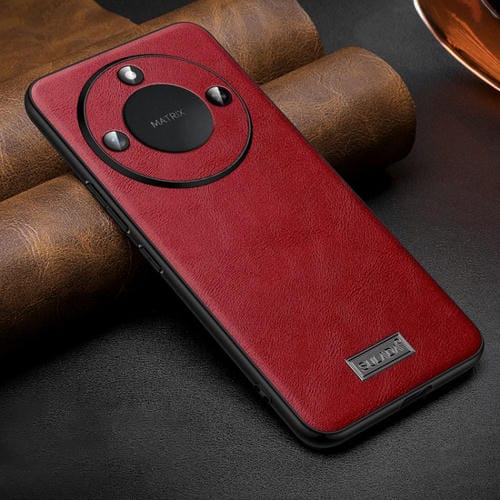 Funda de Teléfono Cuero y TPU Sulada para Honor X60 (Rojo) a Prueba de Golpes Hecha a Mano