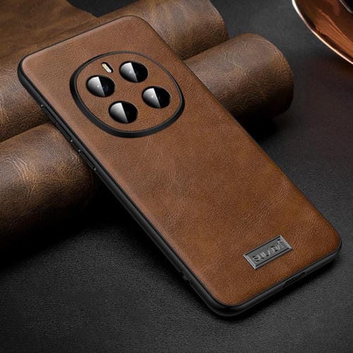 Funda Híbrida de Cuero y TPU para Honor Magic7 a Prueba de Golpes (Marrón)