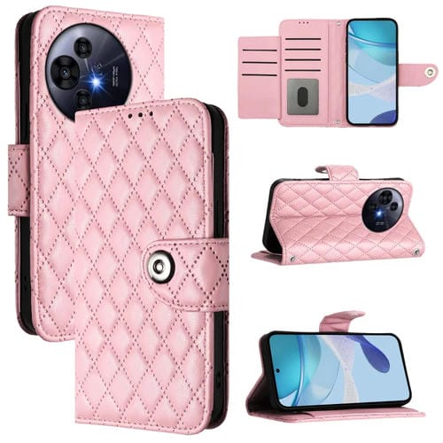 Funda de Cuero Nxtpaper para Teléfono TCL 50 Pro con Tapa y Textura Rómbica (Rosa)